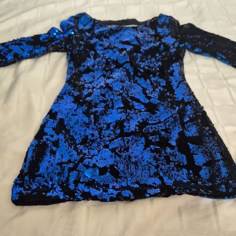 Zara Black and Blue Sequin Mini Dress - Picture 15 of 16